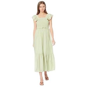 Moon River Green Smocked Dress